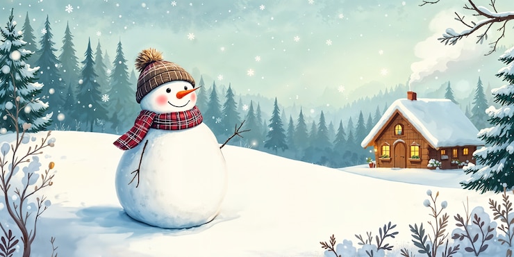 Free Photo beautiful snowman in winter landscape