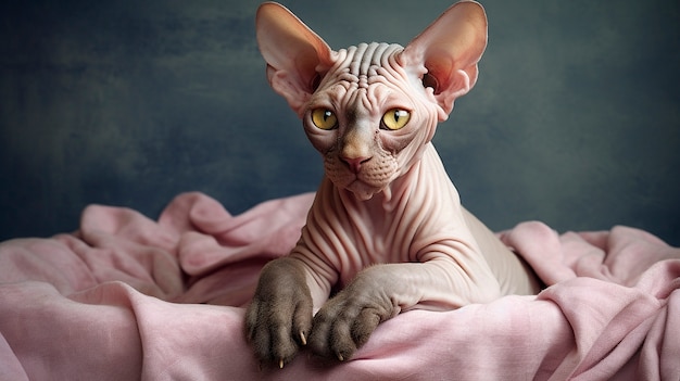 Foto gratuita bellissimo gatto sphynx all'interno