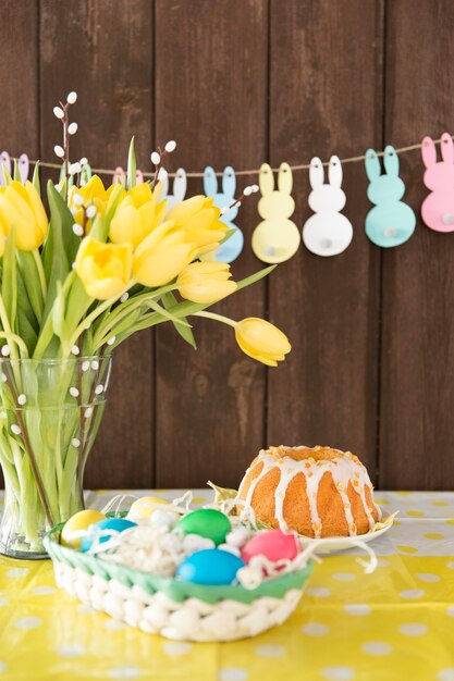 beautiful spring arrangement for easter holiday