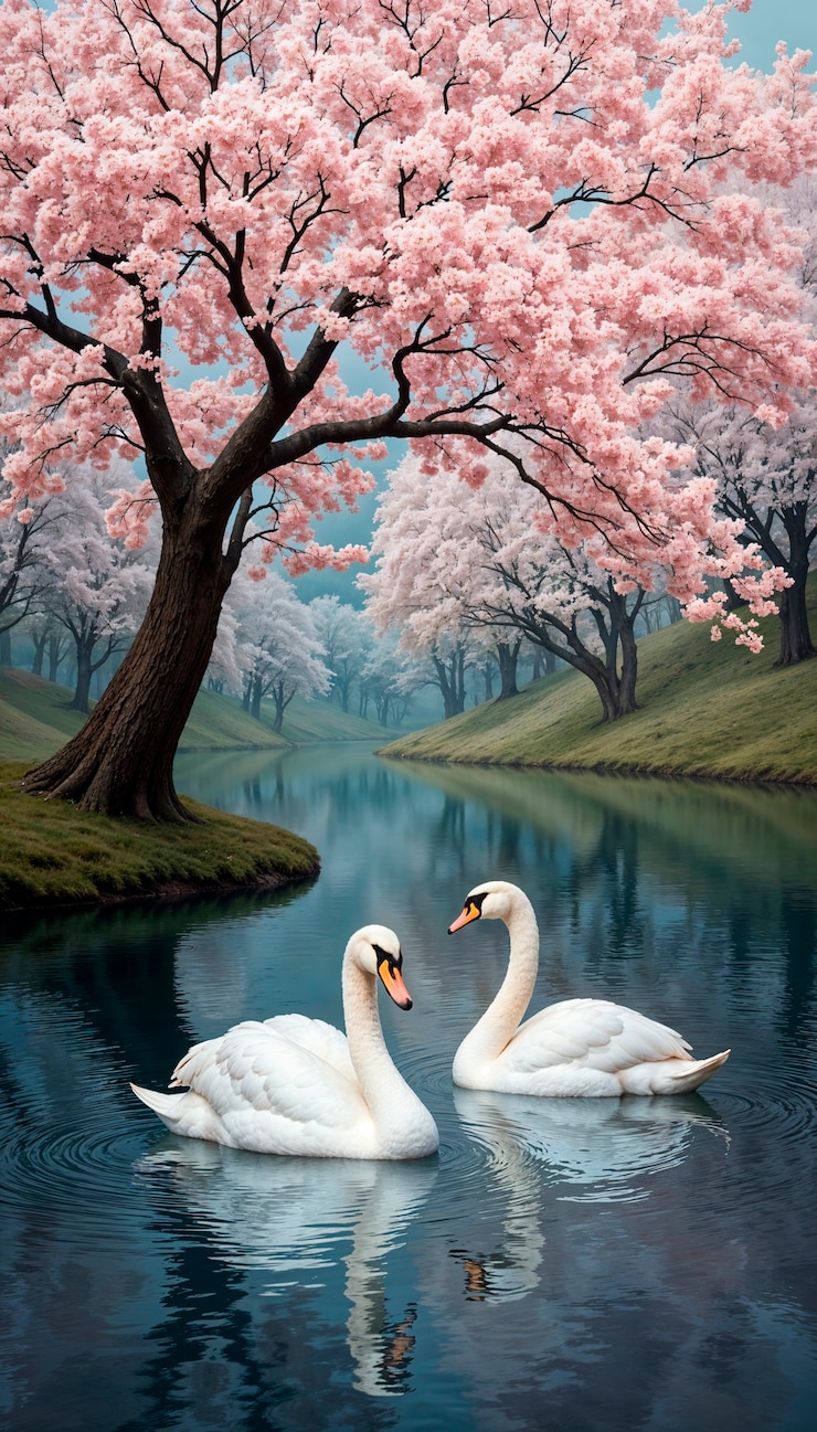 Free Photo beautiful spring landscape with blooming flowers
