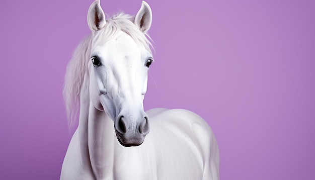 Foto gratuita un bellissimo stallone in natura un ritratto di eleganza generato dall'intelligenza artificiale