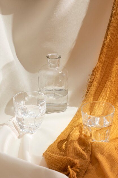 Beautiful still life arrangement with water