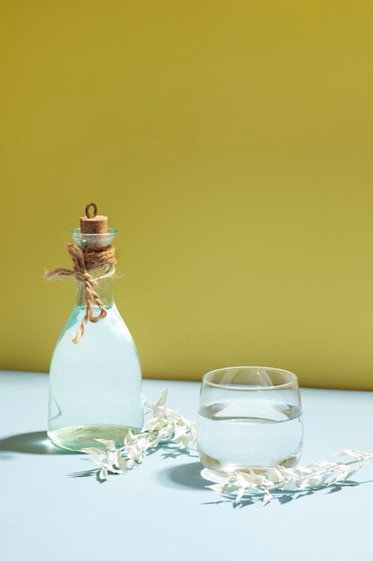 Beautiful still life arrangement with water