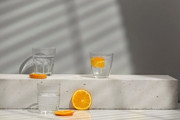 Beautiful still life arrangement with water