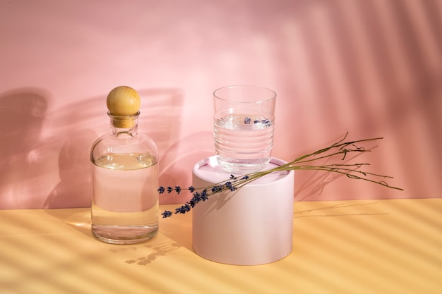 Beautiful still life arrangement with water