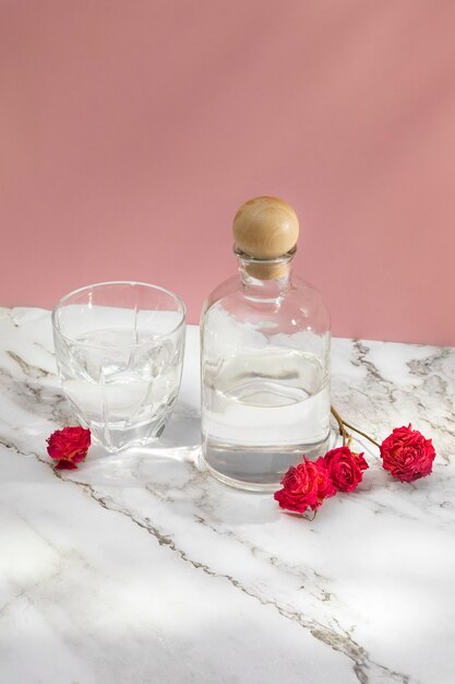 Beautiful still life arrangement with water