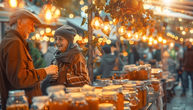 Free photo beautiful street market at sunset