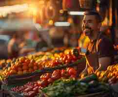 Foto gratuita bellissimo mercato di strada al tramonto