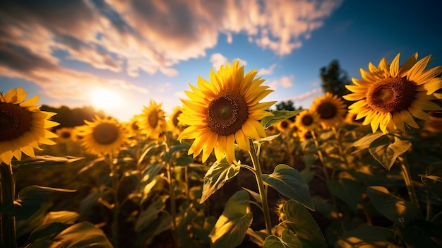 Foto gratuita bellissimo campo di girasoli