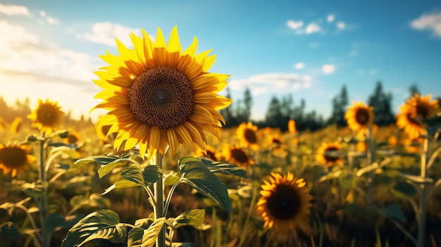 Free photo beautiful sunflower field
