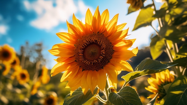 Foto gratuita bellissimo campo di girasoli