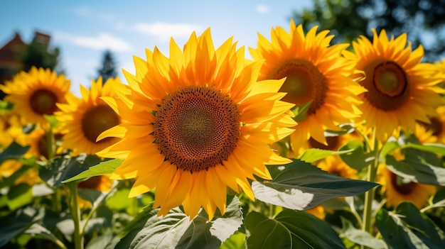 Free photo beautiful sunflower field