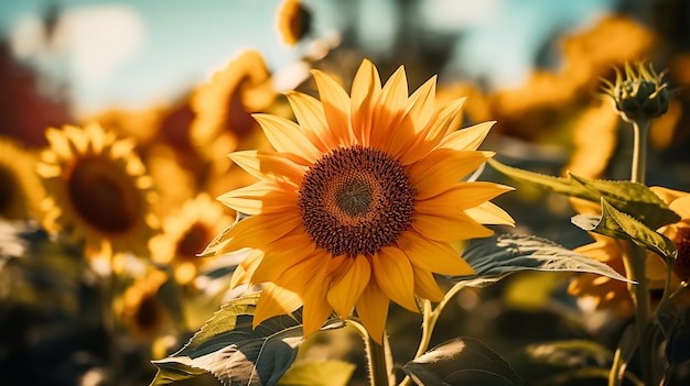 Foto gratuita bellissimo campo di girasoli