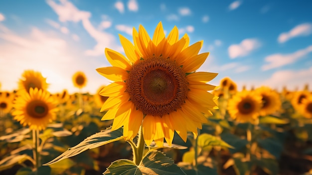 Foto gratuita bellissimo campo di girasoli