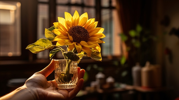 Free photo beautiful sunflower indoors