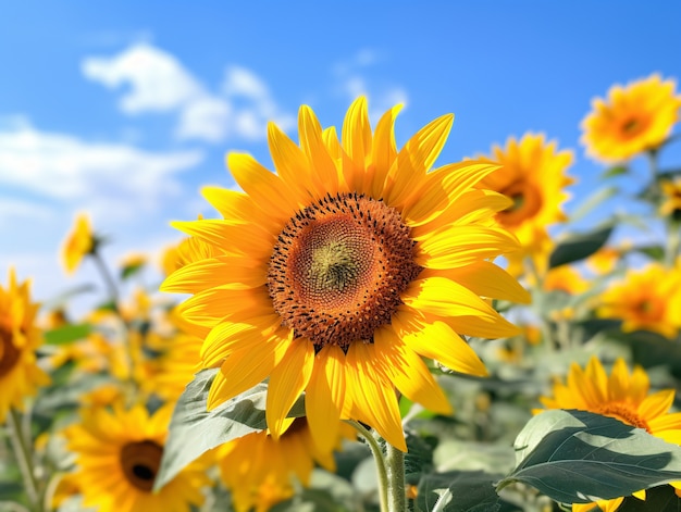 Free photo beautiful sunflower   in nature