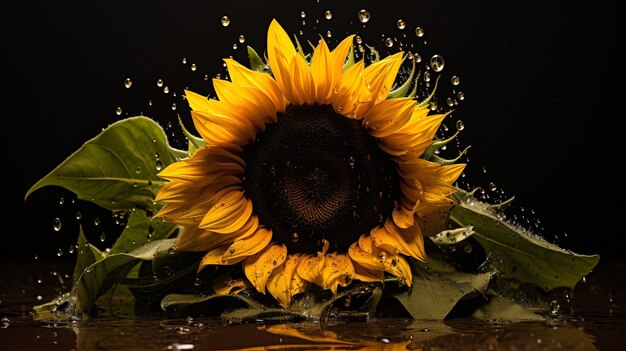 Beautiful sunflower in studio