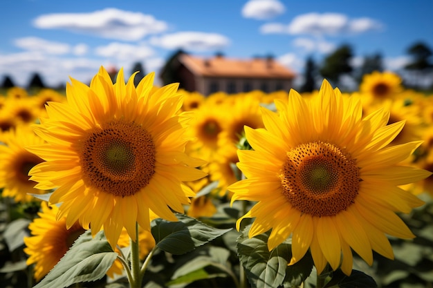 Free photo beautiful sunflowers field