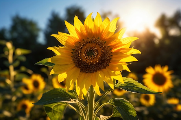 Free photo beautiful sunflowers field