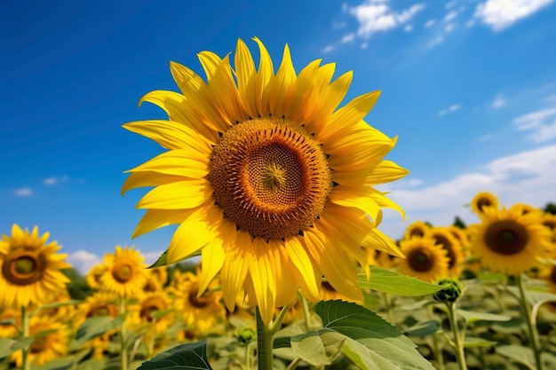 Free photo beautiful sunflowers field