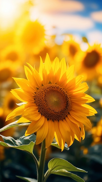 Free photo beautiful sunflowers field