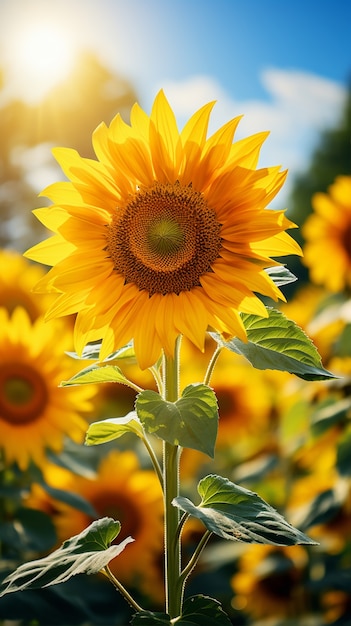 Free photo beautiful sunflowers field