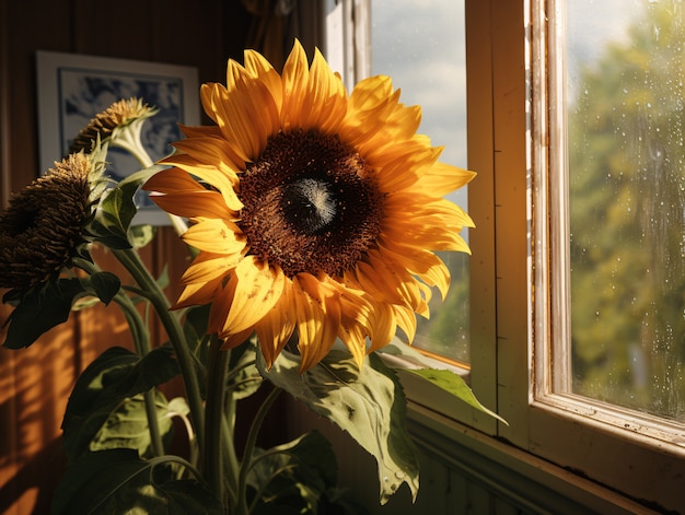 Free photo beautiful sunflowers indoors