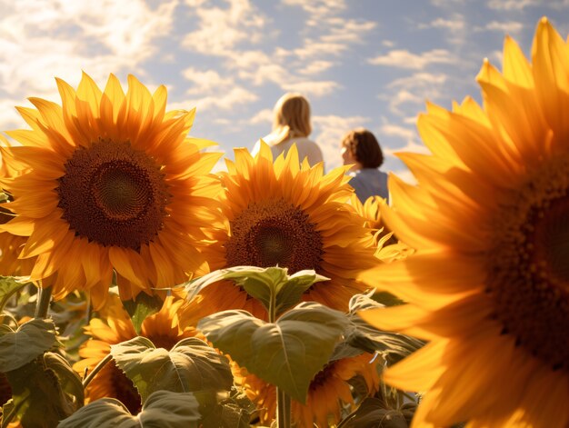 Beautiful sunflowers in nature