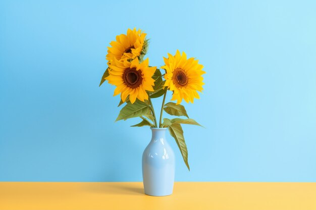 Beautiful sunflowers in vase