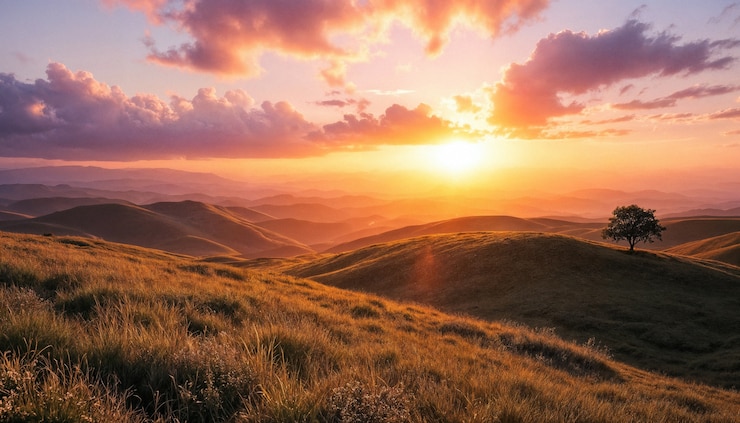 Free Photo beautiful sunset scene