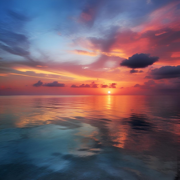 Beautiful sunset on the sea Colorful sky and clouds