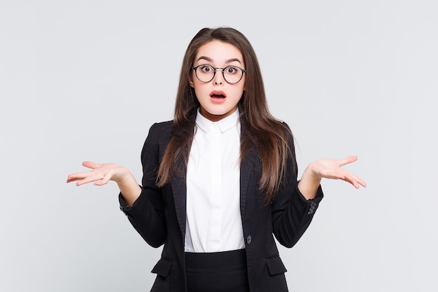 Beautiful surprised woman listening happy news