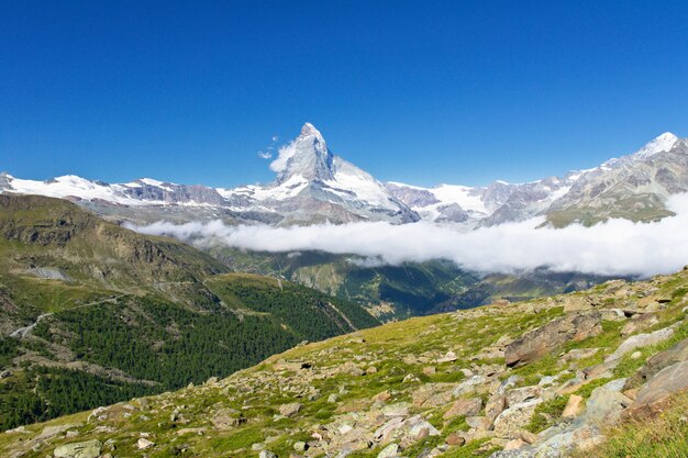 Premium Photo Beautiful Swiss Alps Landscape With Matterhorn Mountain View Summer Mountains Zermatt Switzerland