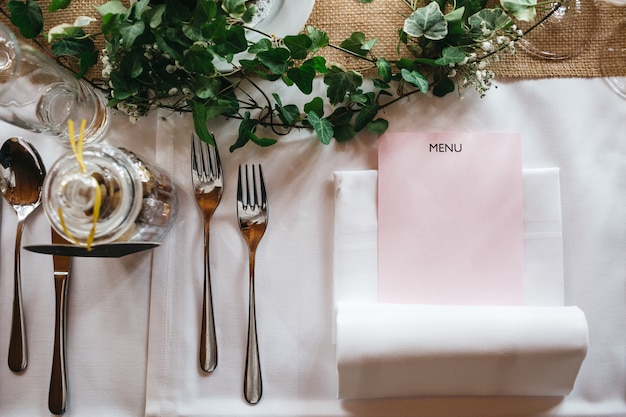 Beautiful table decor in the restaurant