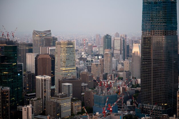 Beautiful tall buildings high angle