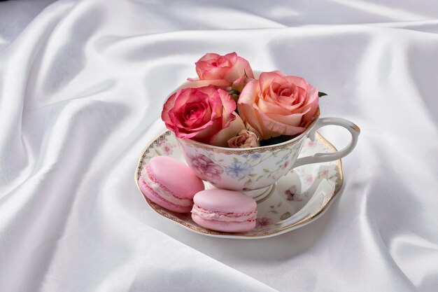 Beautiful tea party composition on a table