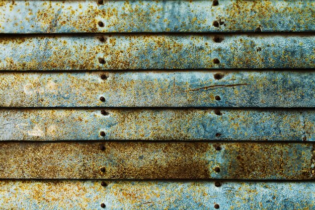 Beautiful Texture of Grunge Rusty Stripes Wall. Horizontal. Pattern. Rusty Background. Blue Turquoise.