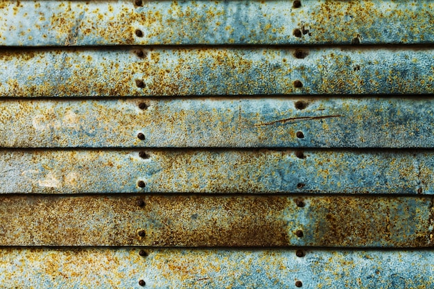 Beautiful Texture of Grunge Rusty Stripes Wall. Horizontal. Pattern. Rusty Background. Blue Turquoise.