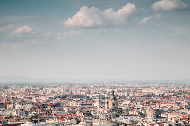 Beautiful top view shot of a city on a sunny day