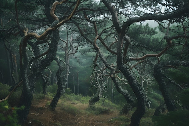 Foto gratuita bella prospettiva del baldacchino degli alberi con paesaggio naturale