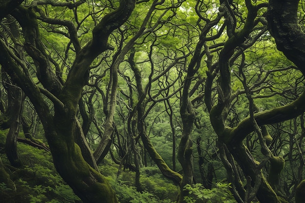 Foto gratuita bella prospettiva del baldacchino degli alberi con paesaggio naturale