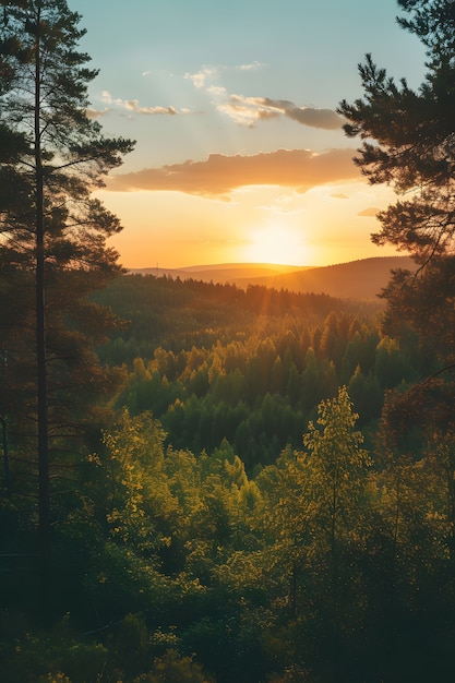 Бесплатное фото Красивая перспектива деревянного навеса с природным ландшафтом