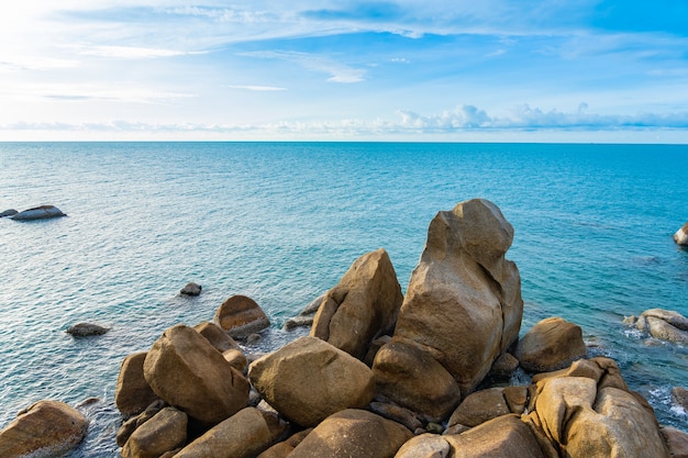 Beautiful tropical beach with rocks