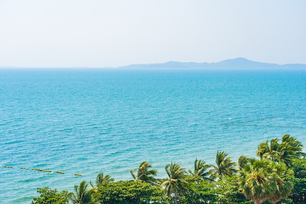 Free photo beautiful tropical nature of beach sea ocean bay around coconut palm tree