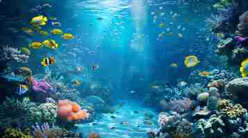 Free photo a beautiful underwater landscape with fish and corals