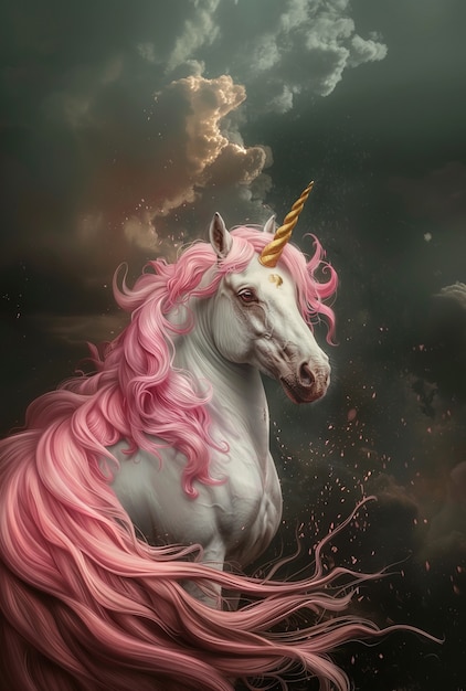 Foto gratuita una bellissima unicorno con i capelli luccicanti.