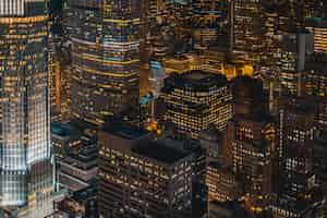 Free photo beautiful urban city at night shot from above