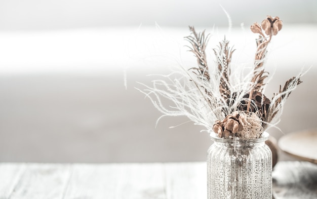 Beautiful vase with dried flowers