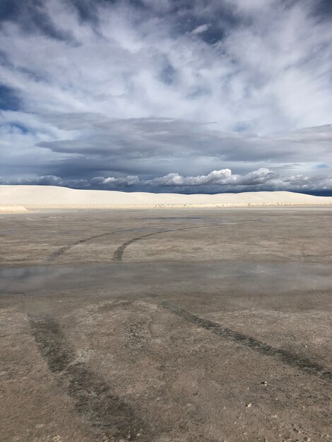 Beautiful view of the desert under the cloudy sky in New Mexico