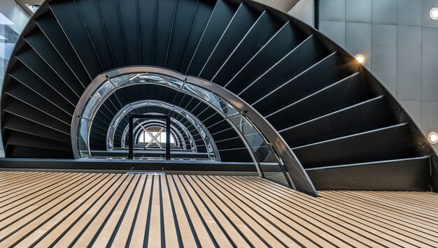 Beautiful view of the spiral staircase inside the building